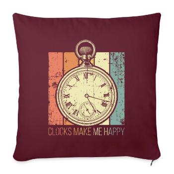Horlogerie me rend heureux - Housse de coussin décorative 45 x 45 cm - bordeaux - Devant