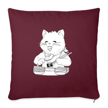 Cat with a lot of appetite, for "all you can eat" fans - Sofa pillowcase 17,3'' x 17,3'' (45 x 45 cm) - burgundy - Front