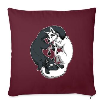 Yin Yang Foxes (weißer Rand) - Sofakissenbezug 45 x 45 cm - Burgunderrot - Vorne