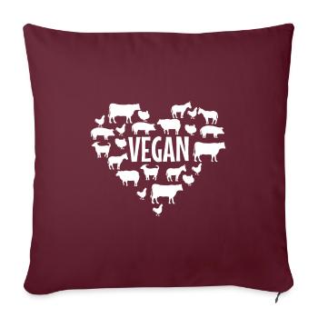 Végétalien, végétalien, défenseur des droits des animaux, défenseur des animaux - Housse de coussin décorative 45 x 45 cm - bordeaux - Devant