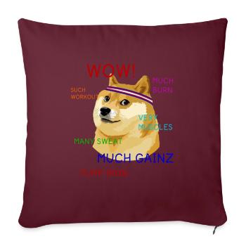 Lustiges Gym Doge Meme Workout Gainz - Sofakissenbezug 45 x 45 cm - Burgunderrot - Vorne