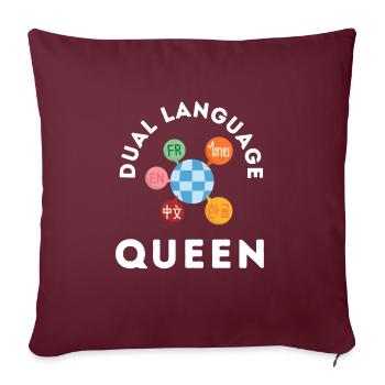Dual Language Team Bilingue Enseignant Tuteur - Housse de coussin décorative 45 x 45 cm - bordeaux - Devant