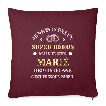 60 ans de mariage homme humour marié cadeau drôle - Housse de coussin décorative 45 x 45 cm - bordeaux - Devant