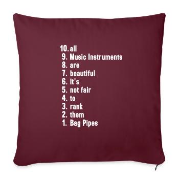 Drôles de musiciens Dictons Instruments de musique Cornemuse - Housse de coussin décorative 45 x 45 cm - bordeaux - Devant