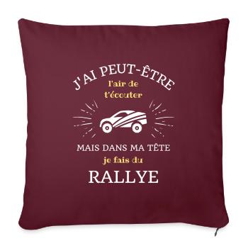 dans ma tete rallye automobile homme humour cadeau - Housse de coussin décorative 45 x 45 cm - bordeaux - Devant