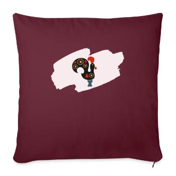 Galo de Barcelos Coq portugais - Housse de coussin décorative 45 x 45 cm - bordeaux - Devant