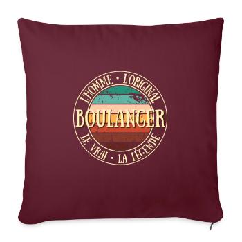 Boulanger Homme Humour Boulangerie Idée Cadeau - Housse de coussin décorative 45 x 45 cm - bordeaux - Devant