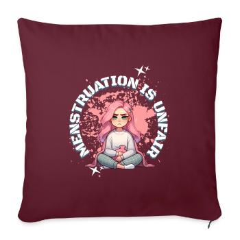Les menstruations sont injustes : motif des règles - Housse de coussin décorative 45 x 45 cm - bordeaux - Devant
