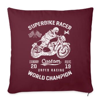Motocycliste moto moto racing biker - Housse de coussin décorative 45 x 45 cm - bordeaux - Devant