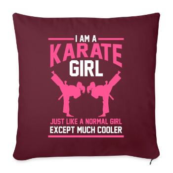 Cadeau de fille de karaté - Housse de coussin décorative 45 x 45 cm - bordeaux - Devant