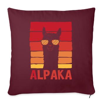 Alpaga lama alpaga animal - Housse de coussin décorative 45 x 45 cm - bordeaux - Devant