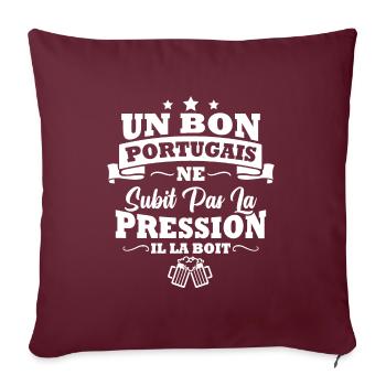 Homme Portugais boit la pression bière apéro - Housse de coussin décorative 45 x 45 cm - bordeaux - Devant