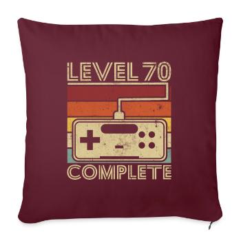 Level 70 complete Cadeau 70 ans D'anniversaire - Housse de coussin décorative 45 x 45 cm - bordeaux - Devant