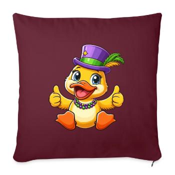 Canard de Mardi Gras : Pouces en l’air - Housse de coussin décorative 45 x 45 cm - bordeaux - Devant