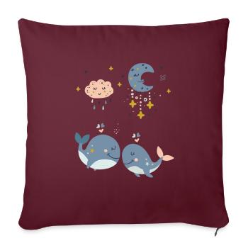 Sleepy Whales - Sofakissenbezug 45 x 45 cm - Burgunderrot - Vorne