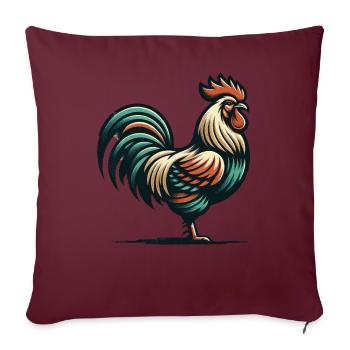 Breloque Coq Rustique - Housse de coussin décorative 45 x 45 cm - bordeaux - Devant