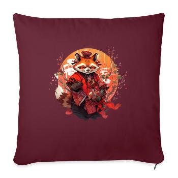 Panda comique japonais - Housse de coussin décorative 45 x 45 cm - bordeaux - Devant