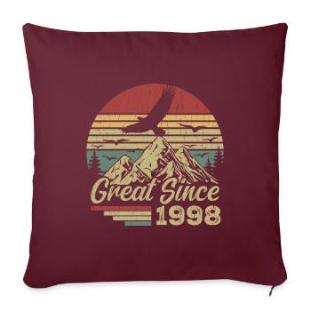 Jahrgang 1998 Retro 1998 Geburtstagsgeschenk - Sofakissenbezug 45 x 45 cm - Burgunderrot - Vorne