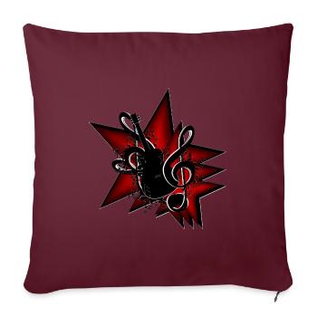 Clef de guitare étoilée - Housse de coussin décorative 45 x 45 cm - bordeaux - Devant