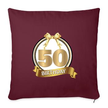 50e anniversaire - Housse de coussin décorative 45 x 45 cm - bordeaux - Devant