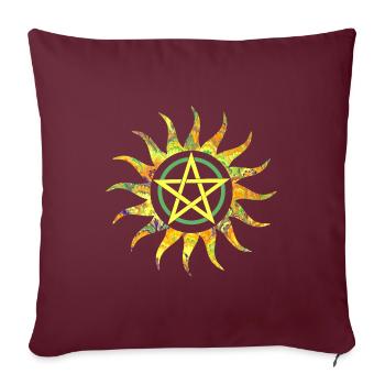 pentagramme au soleil e 258 - Housse de coussin décorative 45 x 45 cm - bordeaux - Devant