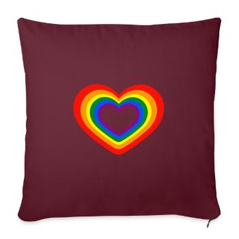 Coeur Arc-en-ciel Homosexualité - Housse de coussin décorative 45 x 45 cm - bordeaux - Devant