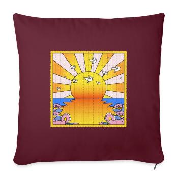 Feuille de Buvard LSD California Orange Sunshine - Housse de coussin décorative 45 x 45 cm - bordeaux - Devant