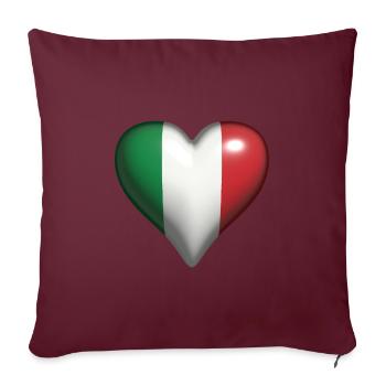 Italy shiny heart tricolor green white red - Sofa pillowcase 17,3'' x 17,3'' (45 x 45 cm) - burgundy - Front