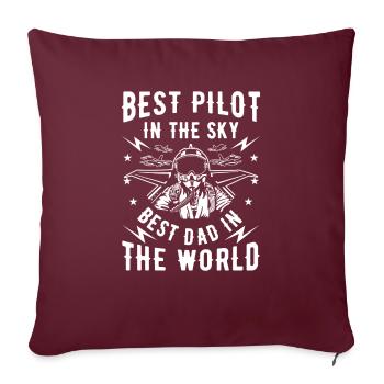Best pilot in the sky best dad in the world - Housse de coussin décorative 45 x 45 cm - bordeaux - Devant