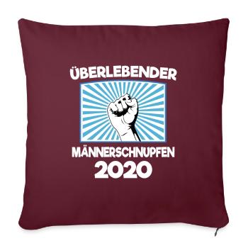 Überlebender Männerschnupfen 2020 Lustig Scherz - Sofakissenbezug 45 x 45 cm - Burgunderrot - Vorne