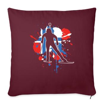 Norvège Drapeau Biathloniste - Biathlon - Housse de coussin décorative 45 x 45 cm - bordeaux - Devant