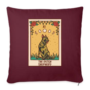 Carte de Tarot - Chien Occulte Berger Hollandais - Housse de coussin décorative 45 x 45 cm - bordeaux - Devant