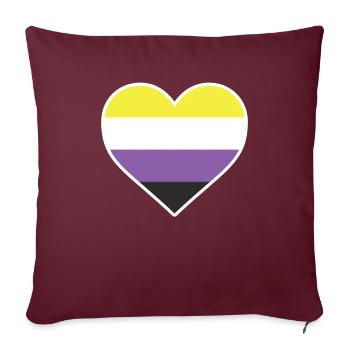 Cœur LGBT - LGBTQIA Non Binaire - Housse de coussin décorative 45 x 45 cm - bordeaux - Devant