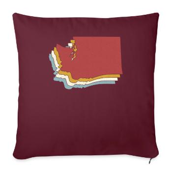 État des États-Unis - Carte vintage Washington - Housse de coussin décorative 45 x 45 cm - bordeaux - Devant
