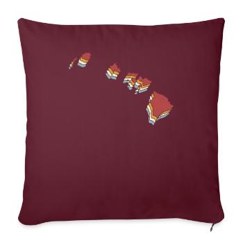 État des États-Unis - Carte vintage Hawaii - Housse de coussin décorative 45 x 45 cm - bordeaux - Devant