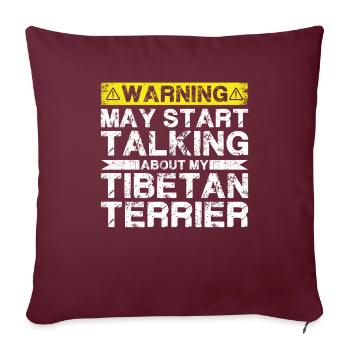 En parlant de terriers tibétains - Housse de coussin décorative 45 x 45 cm - bordeaux - Devant