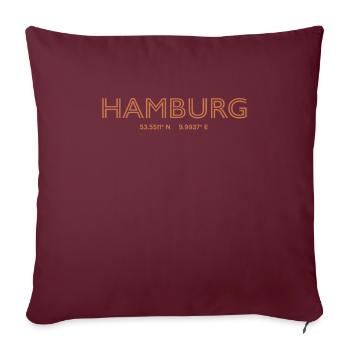Coordonnées de la ville d’Allemagne - Hambourg - Housse de coussin décorative 45 x 45 cm - bordeaux - Devant