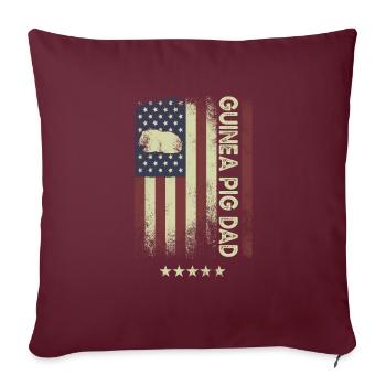 Drapeau américain - Guinea Pig Dad - Housse de coussin décorative 45 x 45 cm - bordeaux - Devant