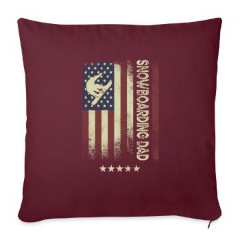 Drapeau américain - Snowboard Dad - Housse de coussin décorative 45 x 45 cm - bordeaux - Devant