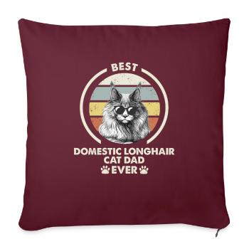 Cat Dad - Chat domestique dans le ménage à poil long - Housse de coussin décorative 45 x 45 cm - bordeaux - Devant