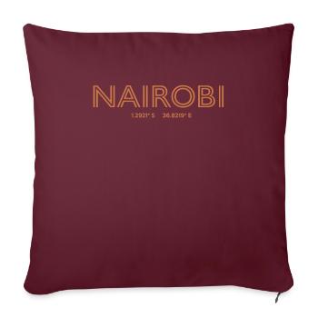 Coordonnées de la ville du Kenya - Nairobi - Housse de coussin décorative 45 x 45 cm - bordeaux - Devant