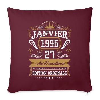 Janvier 1996 27 Ans Rétro Cadeau D'anniversaire - Housse de coussin décorative 45 x 45 cm - bordeaux - Devant