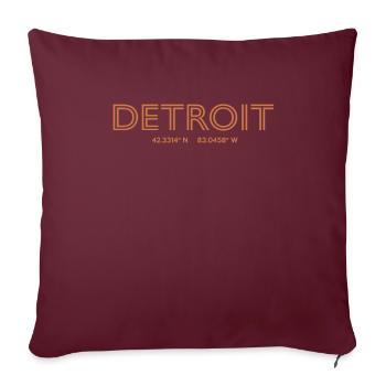 Coordonnées de la ville des États-Unis - Détroit - Housse de coussin décorative 45 x 45 cm - bordeaux - Devant