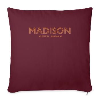 Coordonnées de la ville des États-Unis - Madison - Housse de coussin décorative 45 x 45 cm - bordeaux - Devant