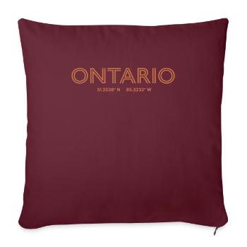 Coordonnées de la ville des États-Unis - Ontario - Housse de coussin décorative 45 x 45 cm - bordeaux - Devant