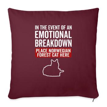 Émotionnel - Chat des forêts norvégiennes - Housse de coussin décorative 45 x 45 cm - bordeaux - Devant