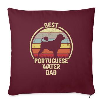 Meilleur père chien - chien d’eau portugais - Housse de coussin décorative 45 x 45 cm - bordeaux - Devant
