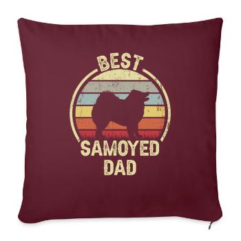 Meilleur père chien - Samoyède - Housse de coussin décorative 45 x 45 cm - bordeaux - Devant