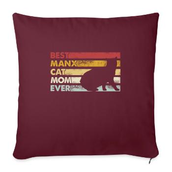 Meilleure mère de tous les temps - Manx Cat - Housse de coussin décorative 45 x 45 cm - bordeaux - Devant