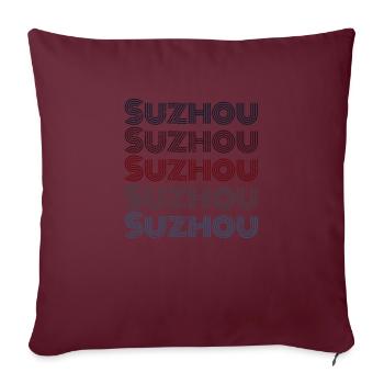 Vintage China City - Rétro Suzhou - Housse de coussin décorative 45 x 45 cm - bordeaux - Devant